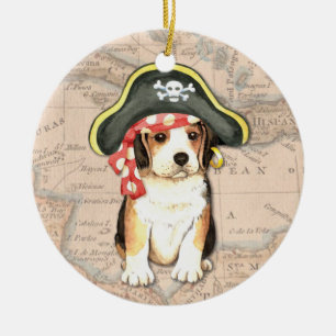 Pirate Hat Beagle Ceramic Tree Decoration