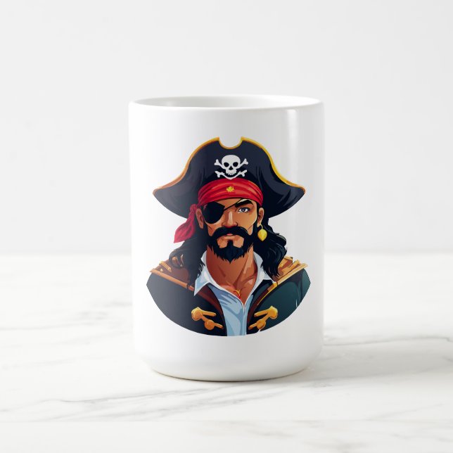Pirate head with hat sailor and Eye Patch and Bear Coffee Mug (Center)