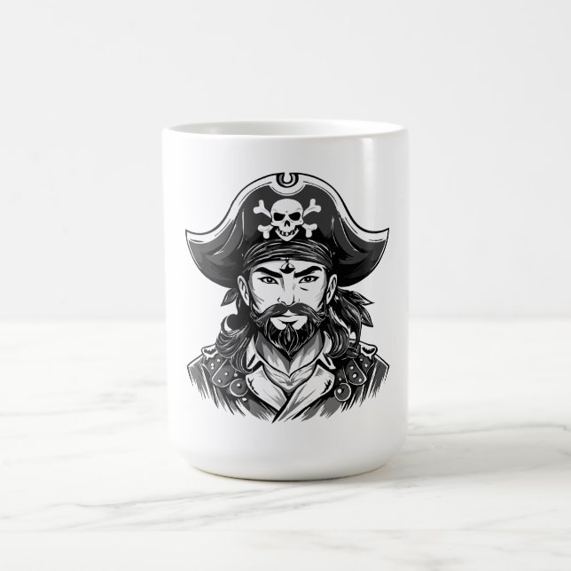Pirate head with hat sailor and Eye Patch and Bear Coffee Mug (Center)