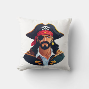Pirate head with hat sailor and Eye Patch and Bear Cushion