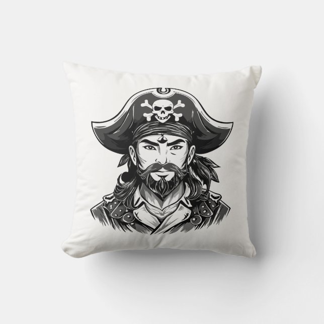 Pirate head with hat sailor and Eye Patch and Bear Cushion (Front)