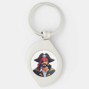 Pirate head with hat sailor and Eye Patch and Bear Key Ring