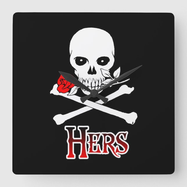 Pirate Hers Square Wall Clock (Front)
