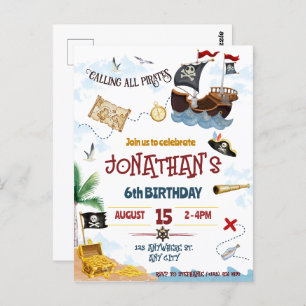 Pirate invitation Instant Download Postcard