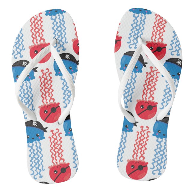 Pirate Jellyfish, Jellyfish Pattern, Sea Animals Jandals (Footbed)