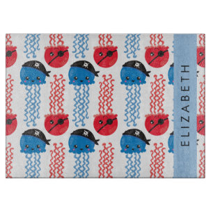 Pirate Jellyfish, Jellyfish Pattern, Your Name Cutting Board