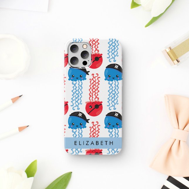 Pirate Jellyfish, Jellyfish Pattern, Your Name iPhone 16 Case (Creator Uploaded)