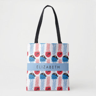 Pirate Jellyfish, Jellyfish Pattern, Your Name Tote Bag