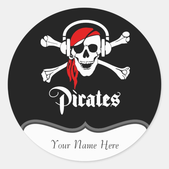 Pirate Jolly Roger Classic Round Sticker (Front)