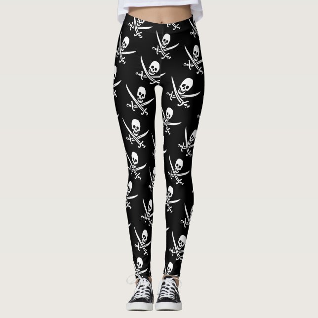Pirate, Jolly Roger,style, Leggings (Front)