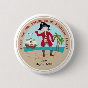 Pirate kid birthday party 6 cm round badge