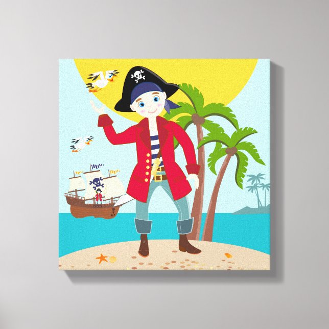 Pirate kid birthday party canvas print (Front)