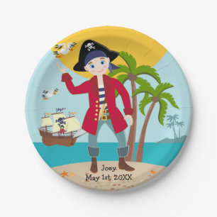 Pirate kid birthday party paper plate