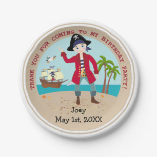 Pirate kid birthday party paper plate