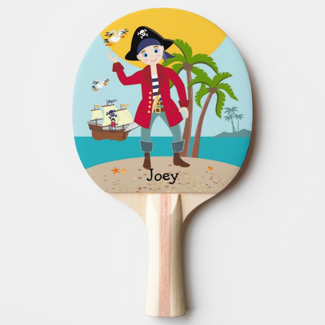 Pirate kid birthday party ping pong paddle (Front)