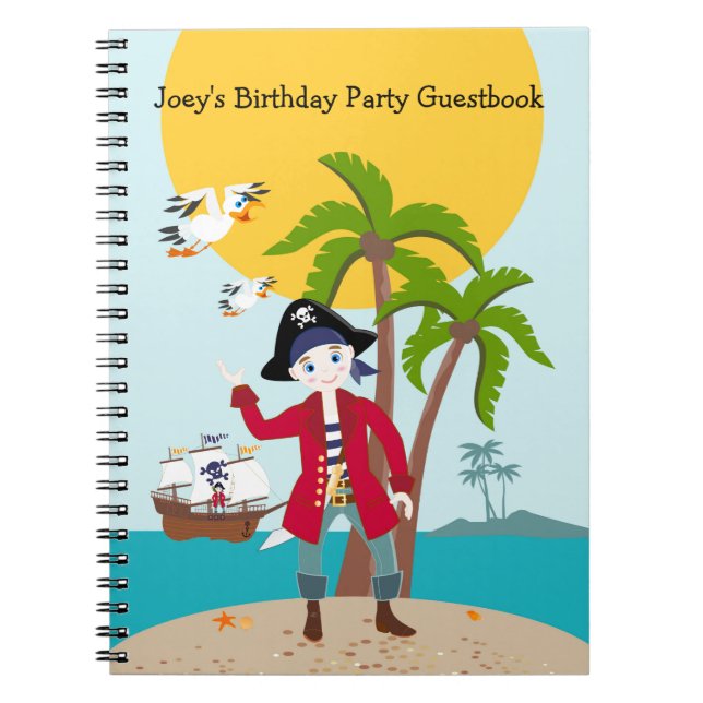 Pirate kid birthday party spiral notebook (Front)