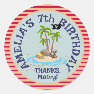 Pirate Kids Birthday Party Classic Round Sticker