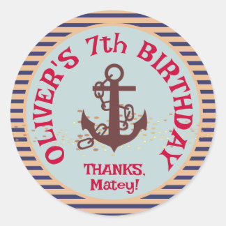 Pirate Kids Birthday Party Classic Round Sticker
