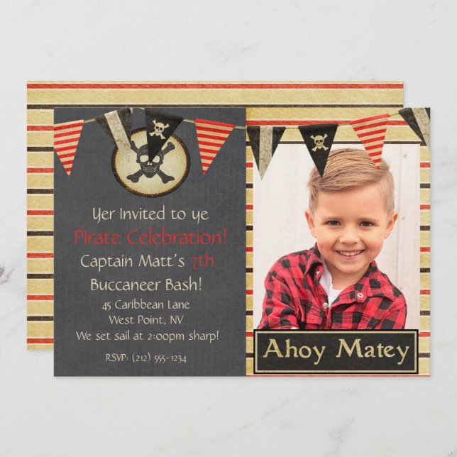 Pirate Kids Birthday Party Invitation (Front/Back)