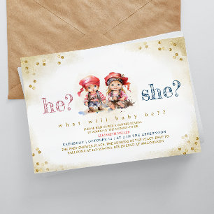 Pirate Kids He Or She Gender Reveal Baby Shower Invitation