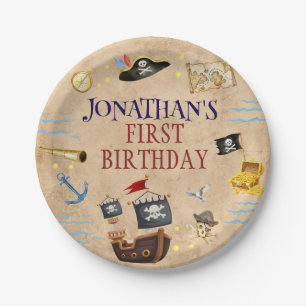 Pirate Kids pirate party birthday Cute Kids Paper Plate