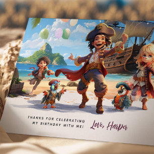 Pirate Kids Shore Adventure Thank You Card