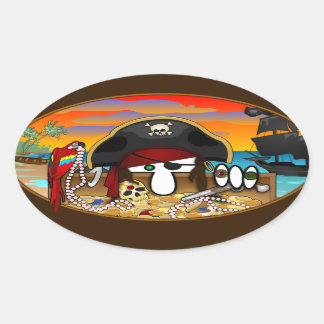 Pirate Kilroy Oval Sticker