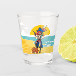 Pirate lady Treasure shot glass