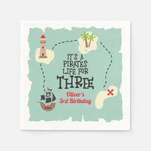Pirate life for THREE 3rd Birthday Napkin