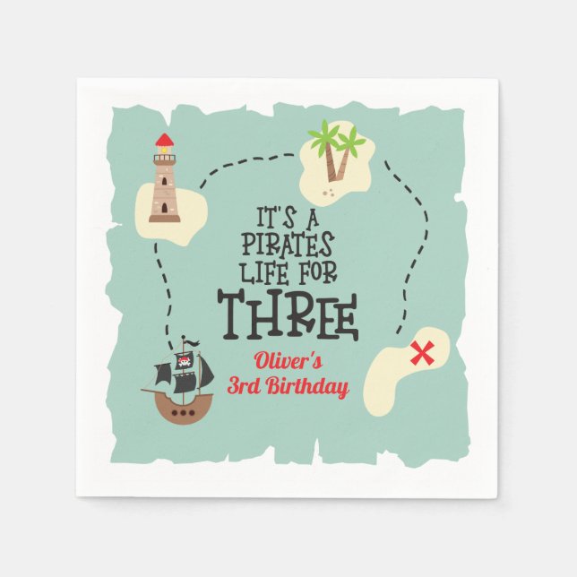 Pirate life for THREE 3rd Birthday Napkin (Front)