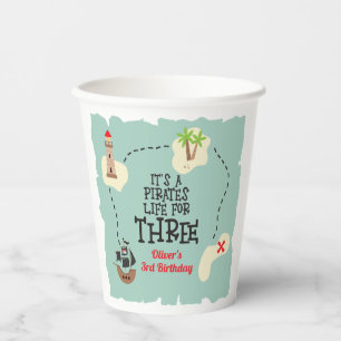 Pirate life for THREE 3rd Birthday Paper Cups