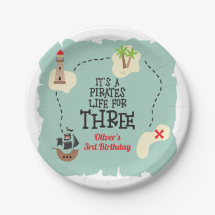 Pirate life for THREE 3rd Birthday Paper Plate