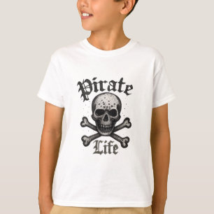 Pirate Life Skull & Crossbones Grunge Design T-Shirt