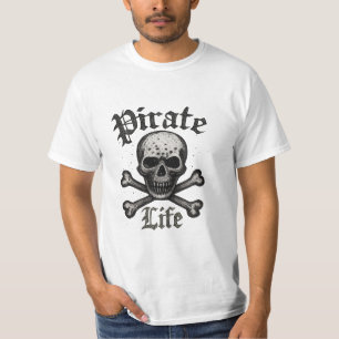 Pirate Life Skull & Crossbones Grunge Design T-Shirt