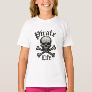 Pirate Life Skull & Crossbones Grunge Design T-Shirt