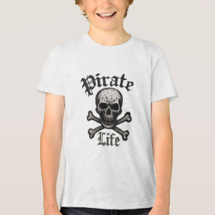 Pirate Life Skull & Crossbones Grunge Design Tri-Blend Shirt