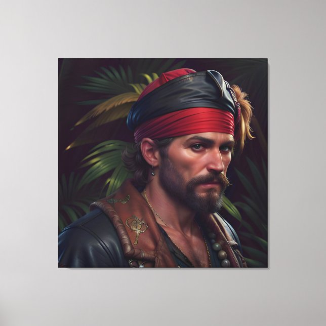 Pirate Man Red Band Tropical Canvas Print (Front)