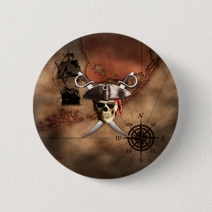 Pirate Map 6 Cm Round Badge