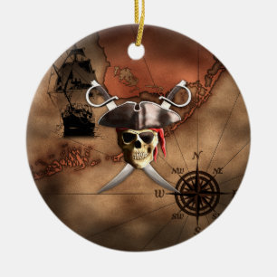 Pirate Map Ceramic Tree Decoration