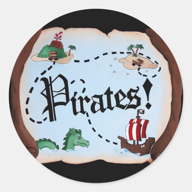 Pirate Map Classic Round Sticker (Front)