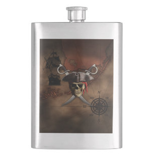 Pirate Map Hip Flask