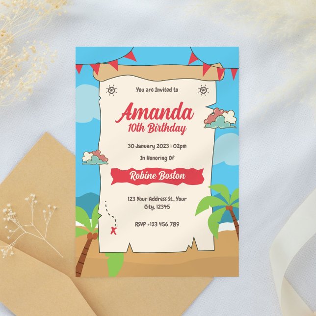 Pirate Map Kids Birthday Invitation (Creator Uploaded)