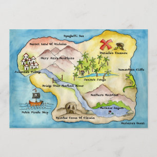 Pirate Map Party Invitation 5"x 7"