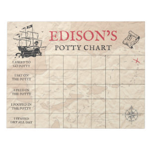 Pirate Map Potty Chart Personalised Name & Tasks Notepad