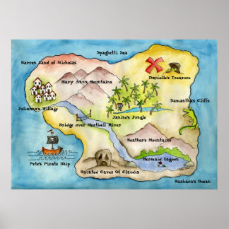 Pirate Map Print - Huge Canvas