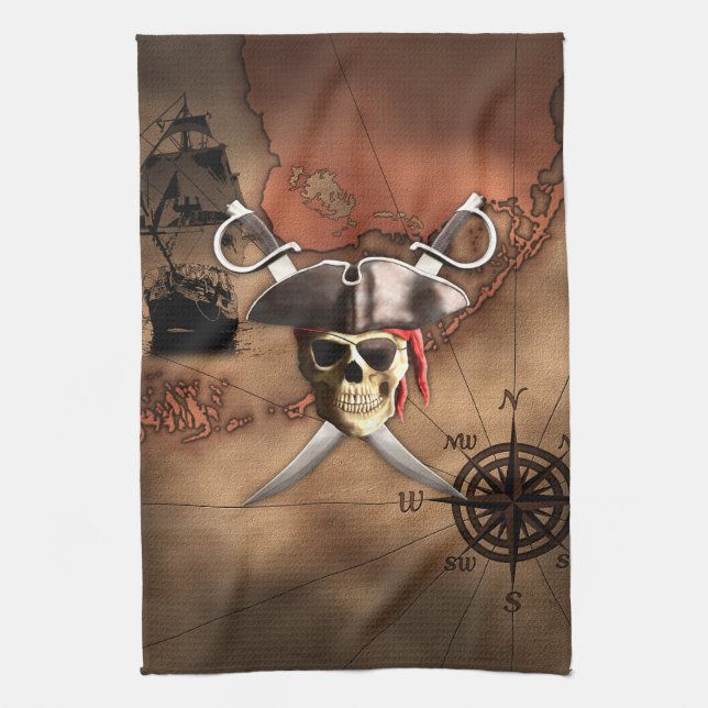 Pirate Map Tea Towel (Vertical)