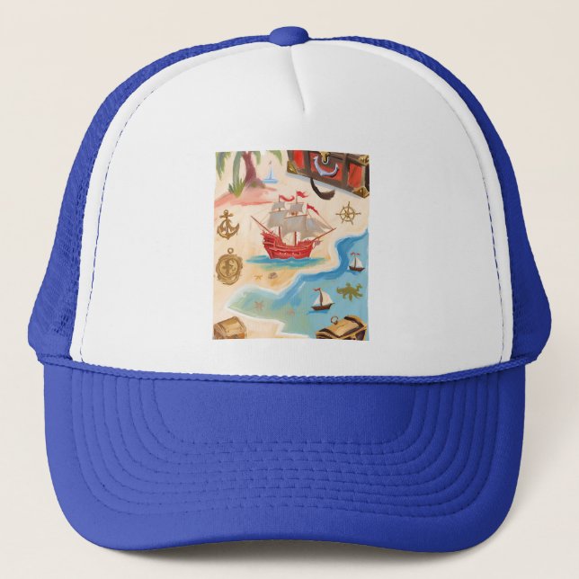 Pirate map trucker hat (Front)