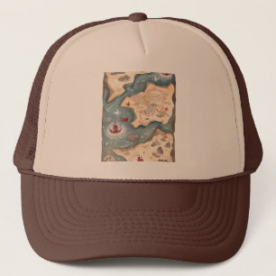 Pirate map trucker hat