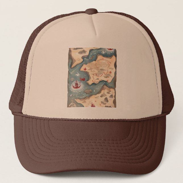 Pirate map trucker hat (Front)