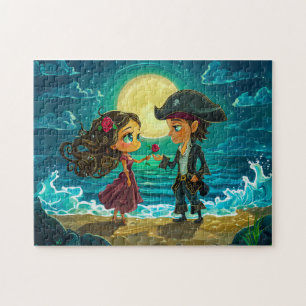 Pirate Marries His Bride on the Beach Jigsaw Puzzle